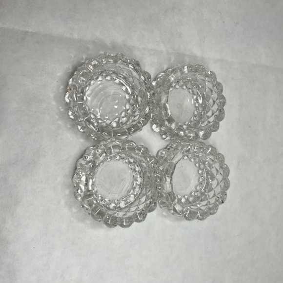 Vintage Cut Glass Open Salt Cellars Individual Salt Dip Dishes 1.5” Set of 4 - Picture 2 of 6